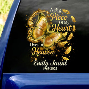 "A Big Piece Of My Heart Lives In Heaven" โ Butterfly Personalized Decal | Memorial Gift For Loss Of Loved One