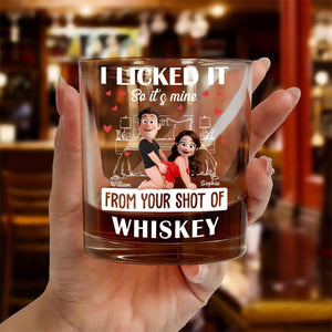 Naughty Couple New Version I Licked It So It's Mine - Personalized Whiskey Glass