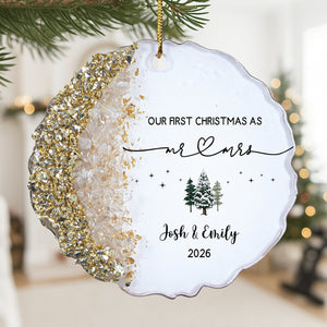 Personalized "Our First Christmas As Mr. & Mrs." Acrylic Hanging Ornament โ Wedding & Housewarming Keepsake