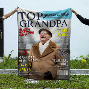 Personalized Grandpa Magazine Cover Blanket Gifts for Grandpa