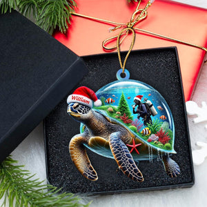 Personalized Turtle Diving Custom Name Ornament, Diving Lover Christmas Gift