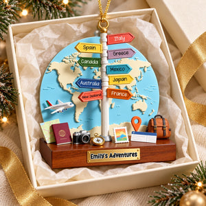 Personalized Travel Destination Map Ornament