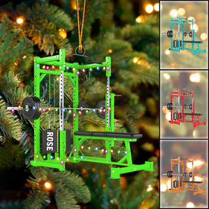 Personalized Bench Barbell & Dumbbell Christmas Ornament, Gym Training Weightlifting Fitness