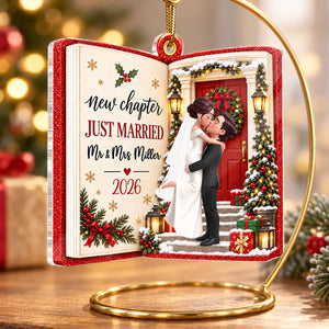 "Just Married โ New Chapter, New Memories" โ Personalized Acrylic Ornament | Christmas Tree Keepsake For Couples