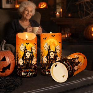 "Grandma's Little Boo Crew" Haunted House โ Personalized LED Candle | Halloween Decor For Grandma