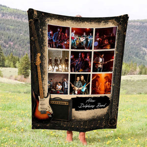 Custom Rock Band Photo Collage Blanket – Personalized Gift For Guitarists & Music Lovers