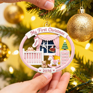 Personalized Baby's 1st Christmas 2026 Ornament โ Light Pink & Blue Design | Newborn Keepsake For New Parents