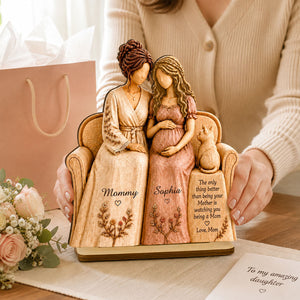 "Watching You Be A Mom, My Daughter" โ Personalized Wooden Plaque | Gift For New Mom & Daughter