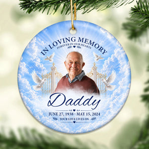 "In Loving Memory โ Your Love Lives On" โ Personalized Ceramic Ornament | Memorial Gift & Funeral Keepsake