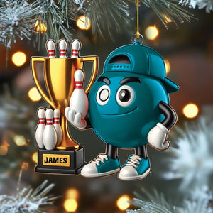 Bowling Champion Custom Color And Name - Personalized Christmas Ornament