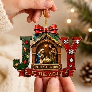 "Joy To The World" – Personalized Christmas Acrylic Hanging Ornament | Holiday Gift For Families
