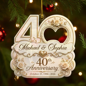 "Mr & Mrs" Personalized Wedding Anniversary Acrylic Ornament โ Christmas Keepsake Gift For Couples