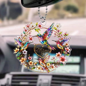 "Every Name Holds A Piece Of My Heart" โ Personalized Acrylic Car Hanger | Hummingbird Grandma & Kids Family Gift