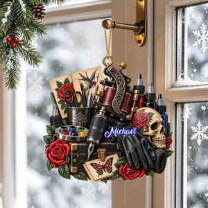 Personal Tattoo Machine Ornament Custom Name Tattoo Artist Christmas Gift