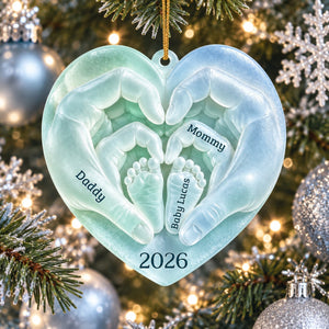 Daddy, Mommy & Baby – Personalized Acrylic Christmas Ornament | New Parent & Family Keepsake Gift