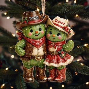 Our First Christmas Together – Personalized Cowboy Couple Wooden Ornament | Custom Keepsake Gift For Couples