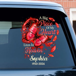 "A Big Piece Of My Heart Lives In Heaven" โ Butterfly Personalized Decal | Memorial Gift For Loss Of Loved One