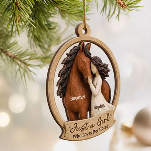"Girl Loves Horse" โ Personalized Wooden Ornament | Keepsake Gift For Horse Lovers