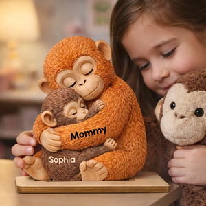 Mother Monkey & Children, Baby Monkey Punch - Personalized Wooden Plaque