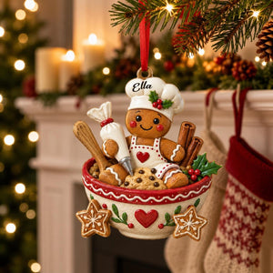 Personalized Gingerbread Chef Ornament โ "Baking Spirits Bright" Christmas Decor