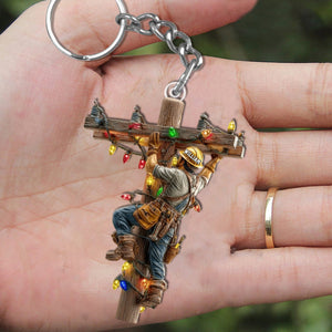 Keeping the Lights On - Personalized Lineman Keychain