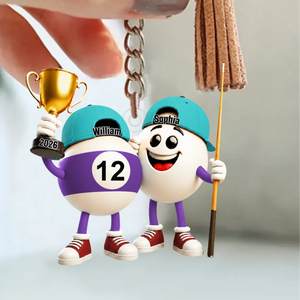Personalized Custom Name Billiard Couple Keychain โ A Fun Gift For Billiard Lovers & Pool Players