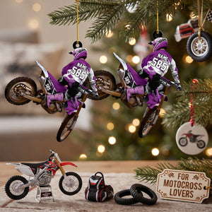 Personalized Motocross Racer Christmas Ornament โ Custom Name & Number Keepsake | Gift For Dirt Bike Riders & Motocross Lovers