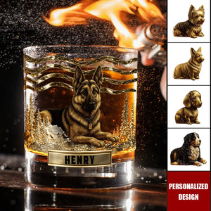Personalized Whiskey Glass With Dog Design โ A Unique Gift For Dog Lovers And Whiskey Drinkers