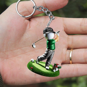 Custom Name Golf Acrylic Keychain, Golf Lover Gift
