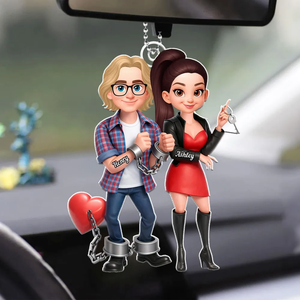 Unique Creative Gift For Couples โ Personalized Funny Cartoon Couple Acrylic Ornament With Handcuffed Love Design