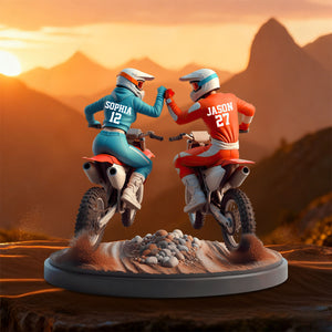 "Ride Together, Stay Together" - Personalized Dirt Bike Couple Acrylic Plaque - Custom Gifts for Moto-Loving Couples