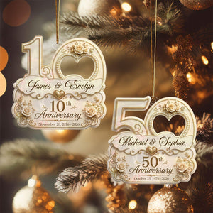 "Mr & Mrs" Personalized Wedding Anniversary Acrylic Ornament โ Christmas Keepsake Gift For Couples