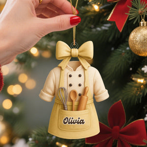 Christmas Gift for Baker Apron Personalized Name Ornament