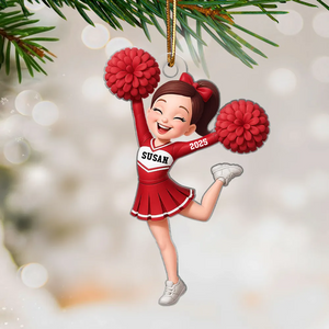 Personalized Cheerleader Girl Acrylic Ornament, Christmas Gift for Daughter, for Granddaughter