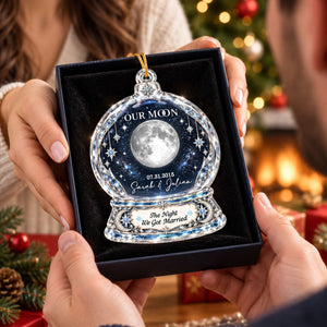 "Our Moon Couple" Custom Moon Phase By Date – Personalized Acrylic Ornament | Christmas Keepsake For Him & Her