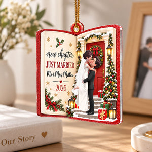 "Just Married โ New Chapter, New Memories" โ Personalized Acrylic Ornament | Christmas Tree Keepsake For Couples