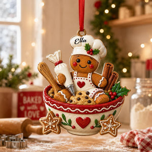 Personalized Gingerbread Chef Ornament โ "Baking Spirits Bright" Christmas Decor
