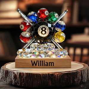 Personalized Billiards Plaque – 8 Pool Custom Name Stained Glass Effect
