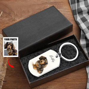 Custom Watercolor Photo Forever My Furry Angel - Memorial Personalized Keychain - Sympathy Gift For Pet Owners, Pet Lovers