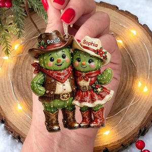 Our First Christmas Together – Personalized Cowboy Couple Wooden Ornament | Custom Keepsake Gift For Couples
