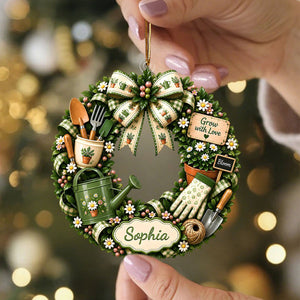"Grow With Love" โ Personalized Gardening Acrylic Hanging Ornament | Gift For Gardeners