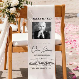 In Loving Memory From Heaven - Personalized Memorial Wedding Chair Sign Banner Reserved for Loved Ones