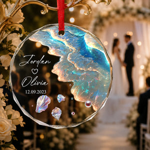 Personalized "Ocean Wave" Glass Ornament โ Mermaid Tail Keepsake For Engagement & Wedding Gift