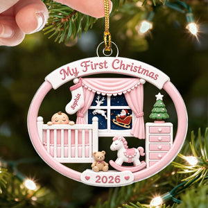 Personalized Baby's 1st Christmas 2026 Ornament โ Light Pink & Blue Design | Newborn Keepsake For New Parents