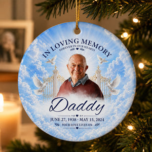 "In Loving Memory โ Your Love Lives On" โ Personalized Ceramic Ornament | Memorial Gift & Funeral Keepsake