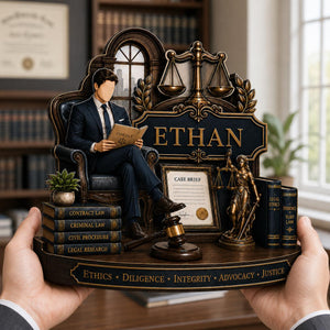 Custom Attorney Name Wooden Plaque – Personalized Law Graduation Gift | Scales Of Justice Decor For Lawyers