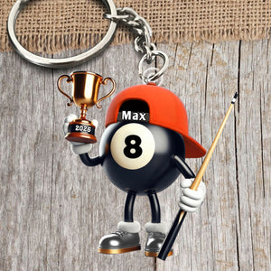 Custom Name Billiard Keychain, Billiard Lover Gift