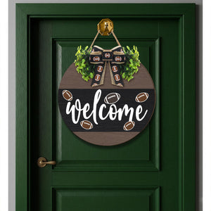 Welcome American Football Wooden Hanging Sign Gift For Football Lover