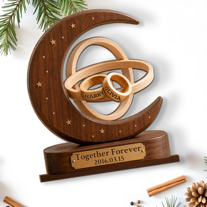 "Together Forever" Couple โ Personalized Wood Plaque With Flat Base | Gift For Couples