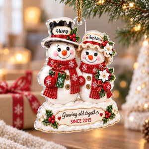 "Snowman Couple โ Growing Old Together" โ Personalized Acrylic Ornament | Christmas Keepsake For Him & Her